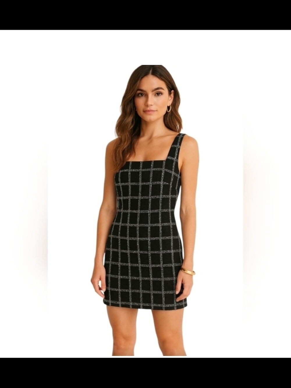Jason Wu Black Mini Dress with Silver Windowpane